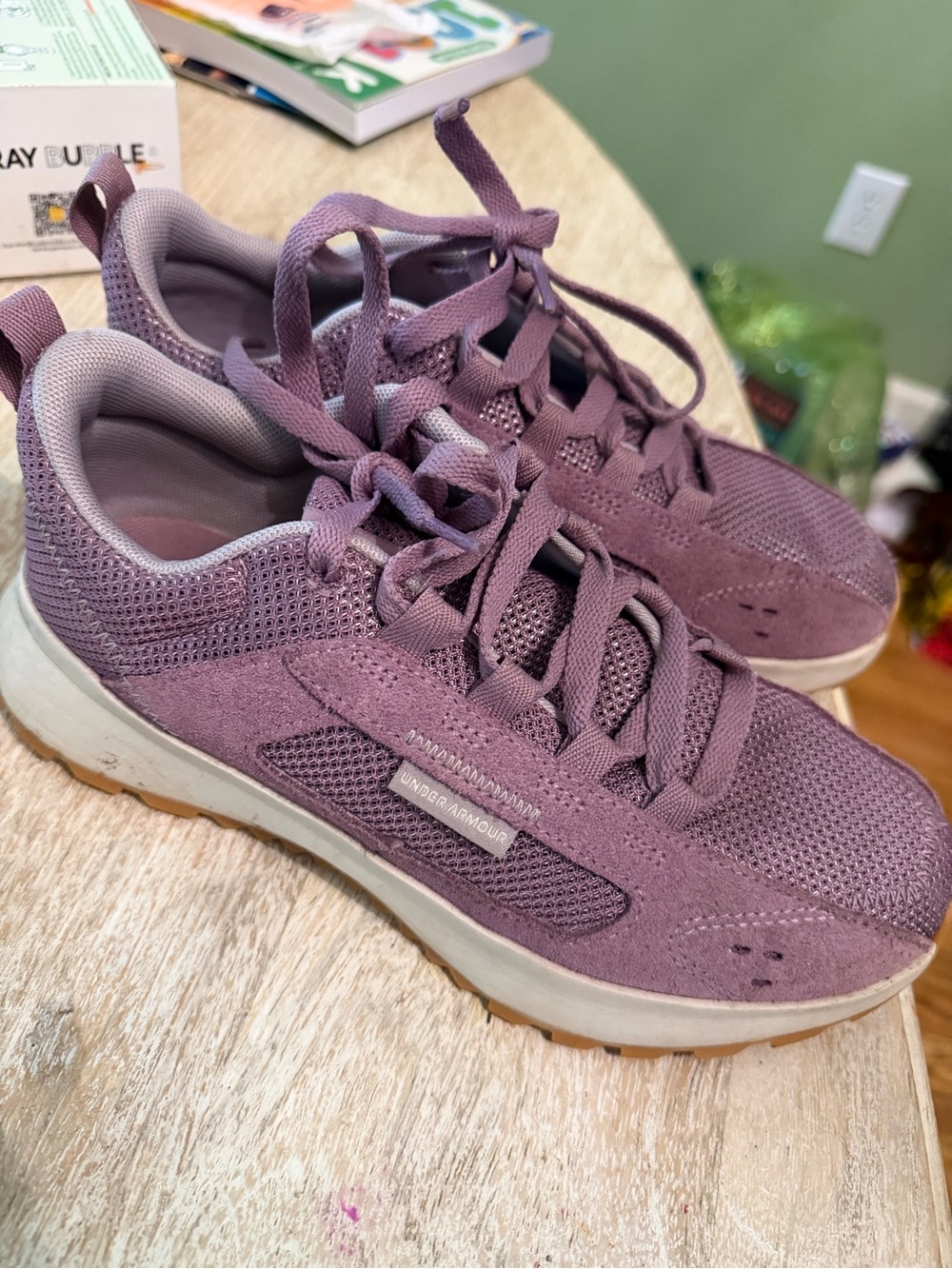 Under Armour Women's Mauve Lace-Up Mesh & Suede Sneakers